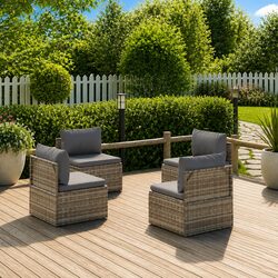 Garden Middle Sofas 4 pcs Grey 57x57x56 cm Poly Rattan Outdoor Furniture Set