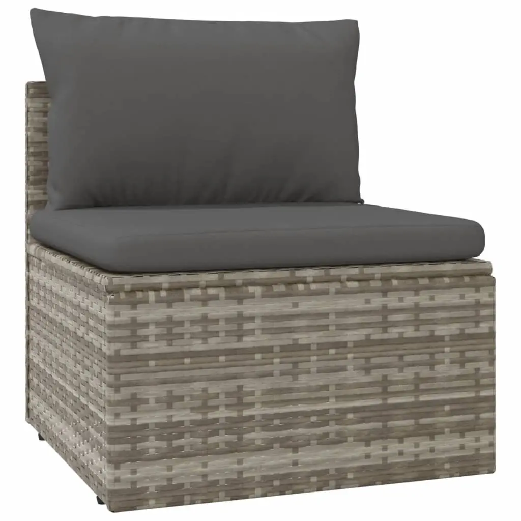 Garden Lounge Set 5 Piece Grey Rattan Outdoor Furniture with Cushions and Storage