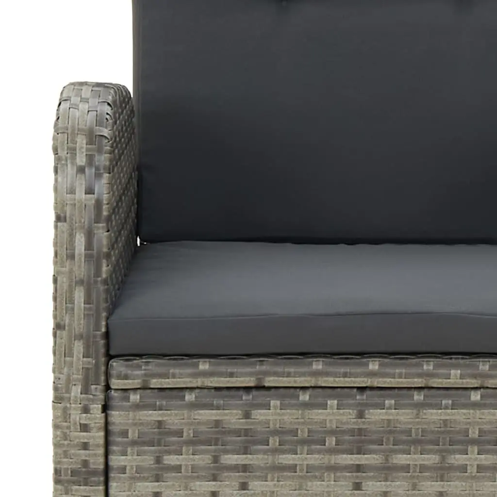 Outdoor Dining Set 3 Piece Grey Rattan Chairs with Reclining Function and Cushions