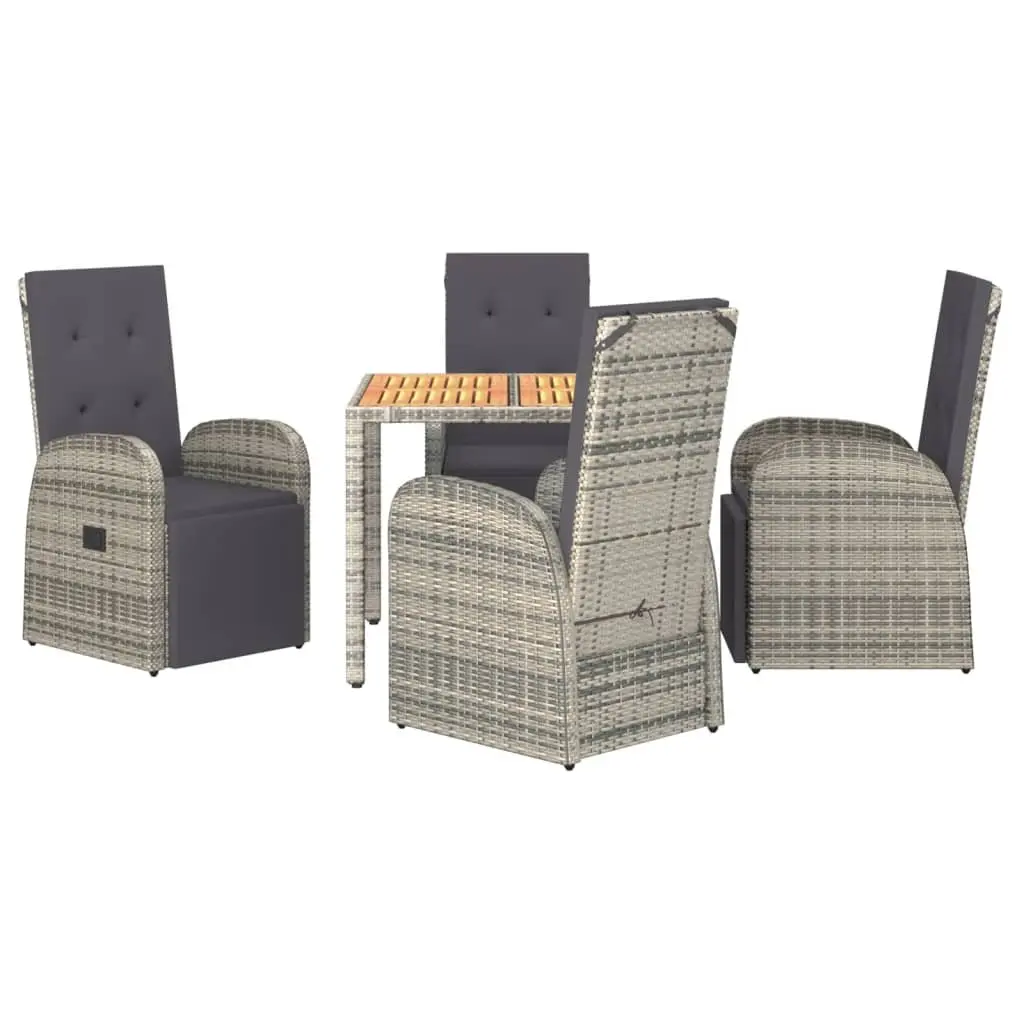 Outdoor Dining Set 5 Piece Garden Furniture Patio Table Chairs Cushions Grey