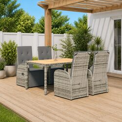 Stylish 5 Piece Outdoor Patio Dining Set in Grey Rattan