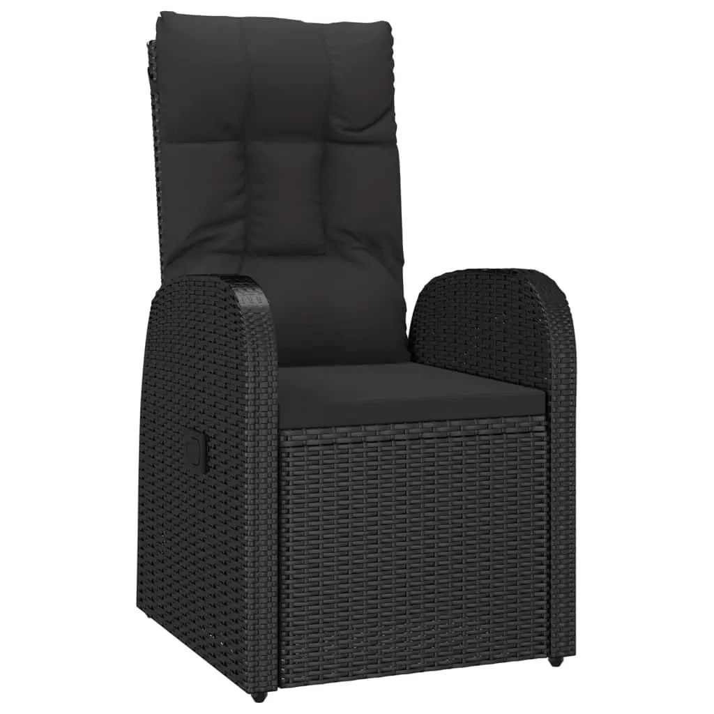 7 Piece Outdoor Garden Dining Set Black Weather-Resistant PE Rattan Chairs Table with Cushions