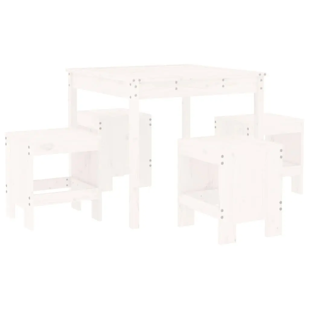 5 Piece Garden Dining Set Solid Pine Wood White Patio Outdoor Furniture Table