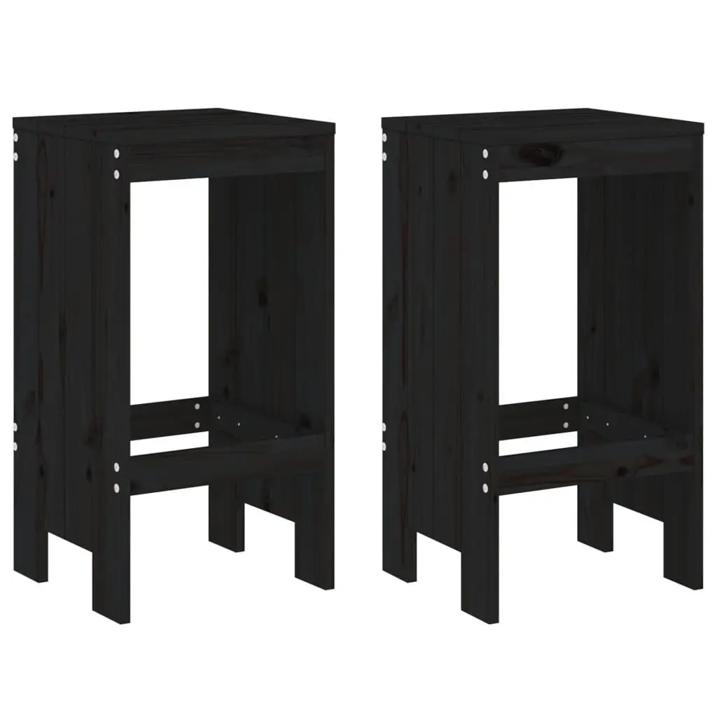 Garden Bar Set 3 Piece Black Solid Pine Wood Outdoor Patio Furniture