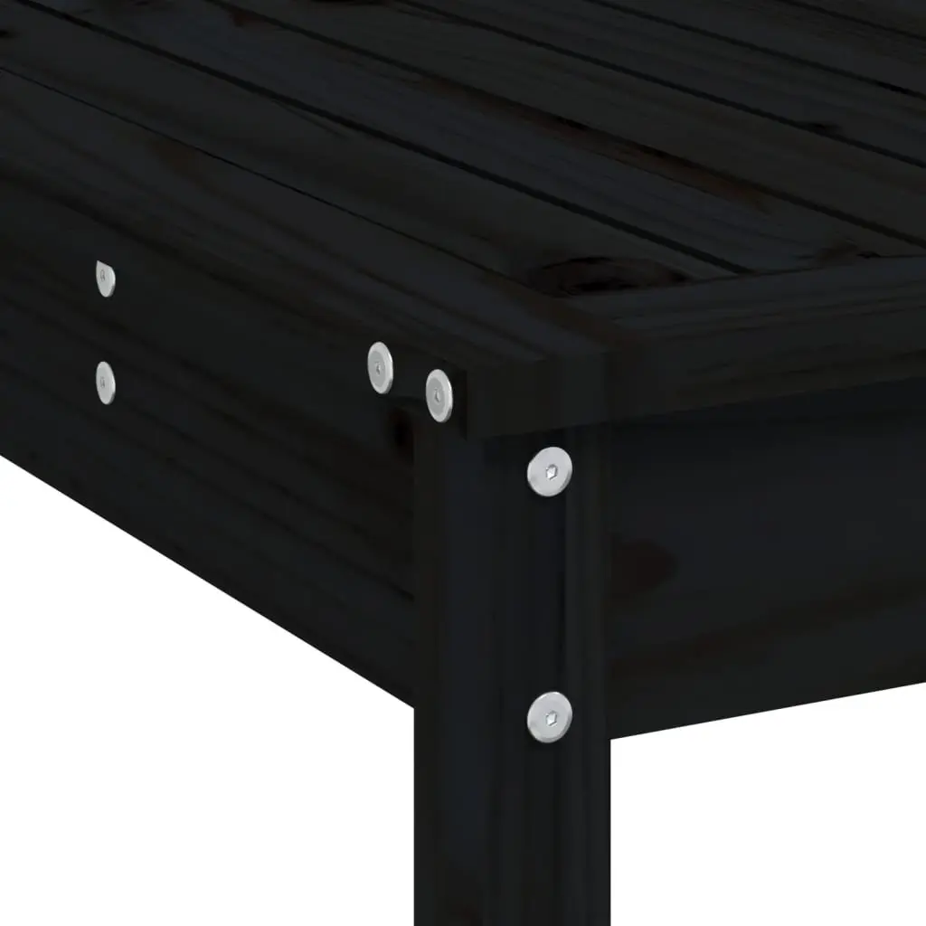 Garden Bar Set 3 Piece Black Solid Pine Wood Outdoor Patio Furniture