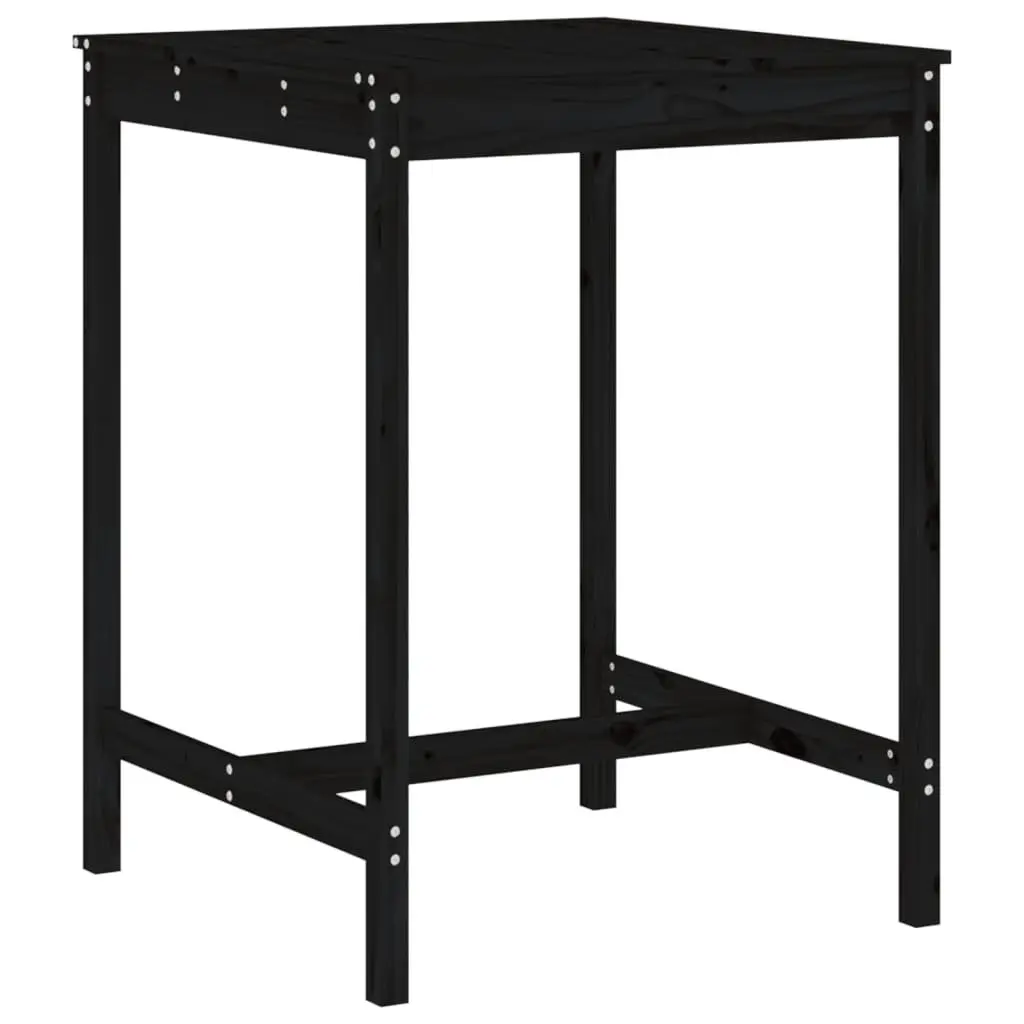 Garden Bar Set 3 Piece Solid Pine Wood Black Outdoor Furniture with Backrest and Footrest