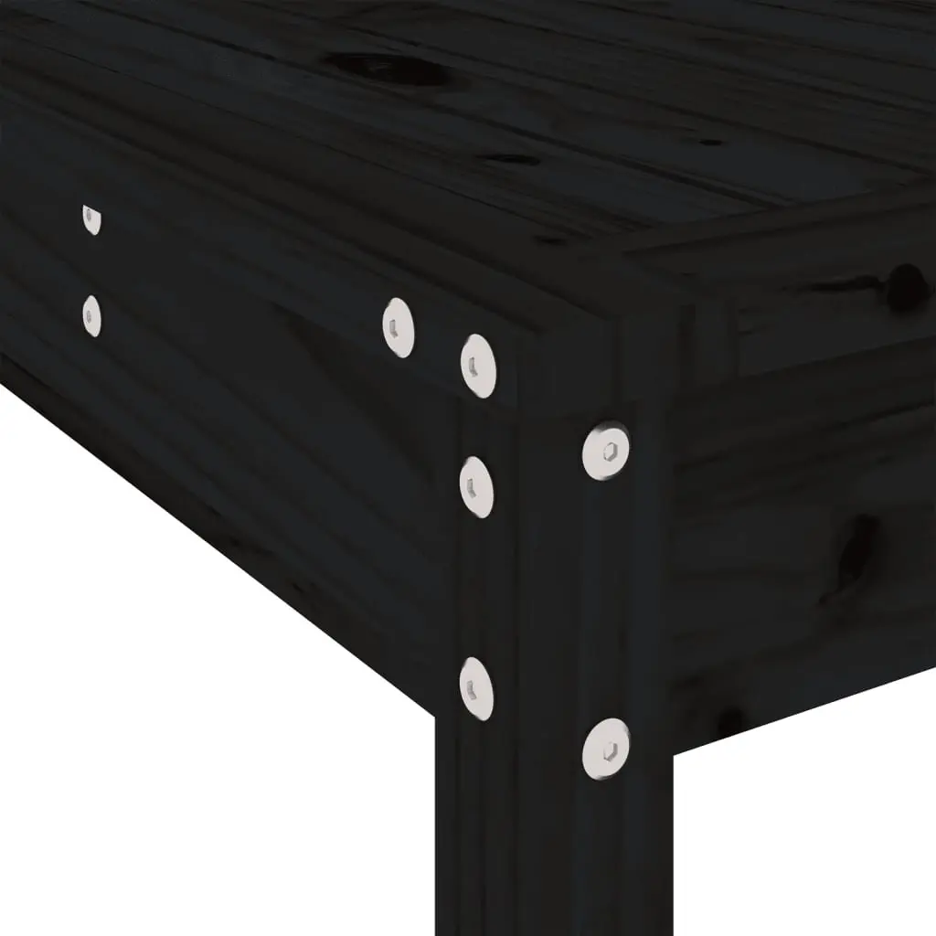 Garden Bar Set 3 Piece Solid Pine Wood Black Outdoor Furniture with Backrest and Footrest