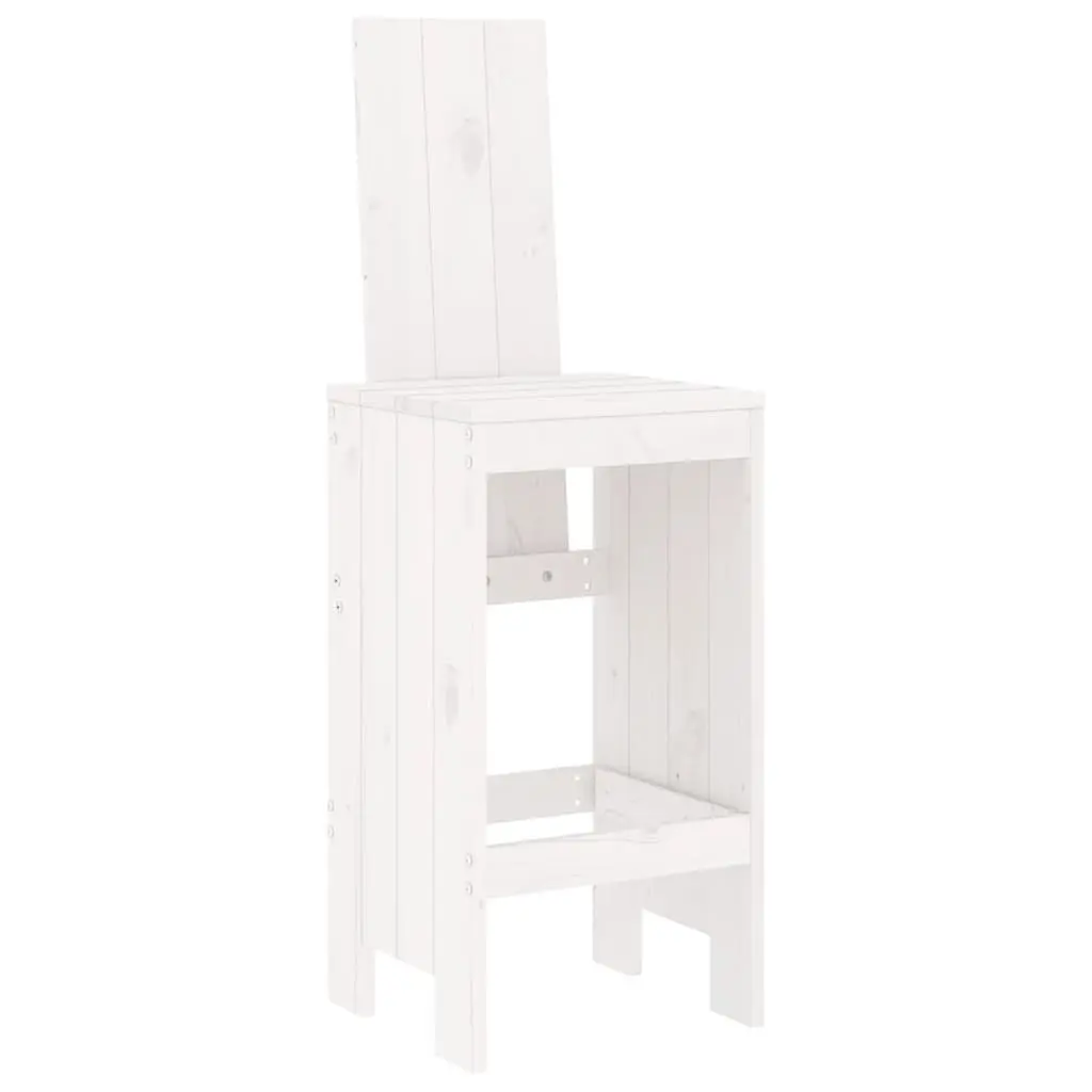 Garden Bar Set 5 Piece White Solid Pine Wood Outdoor Patio Furniture with Backrest and Footrest