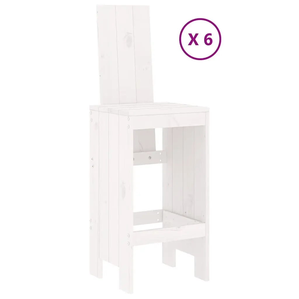 Garden Bar Set 7 Piece White Solid Pine Wood Outdoor Furniture Patio Backyard Dining Seating