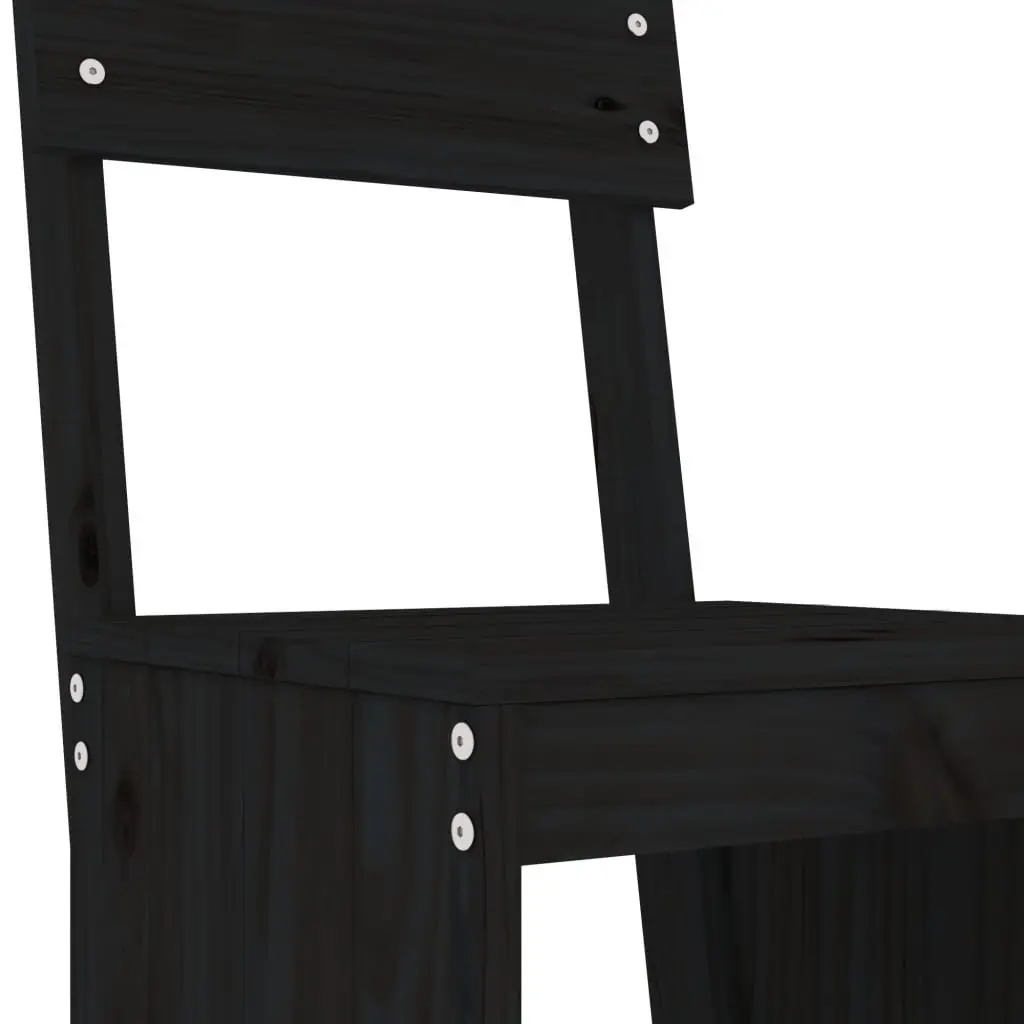 3 Piece Garden Bar Set Black Solid Pine Wood Outdoor Patio Furniture Table