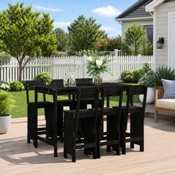 Elegant 7-Piece Black Garden Bar Set for Your Outdoors