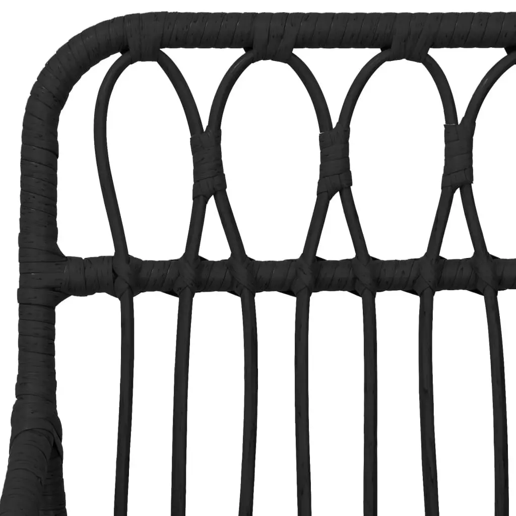 5 Piece Garden Dining Set Black Durable PE Rattan Outdoor Furniture Patio Table Chairs