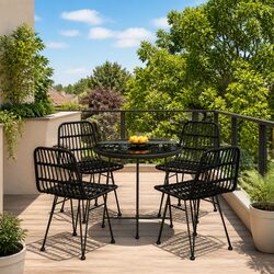 5 Piece Garden Dining Set in Black for Outdoor Living
