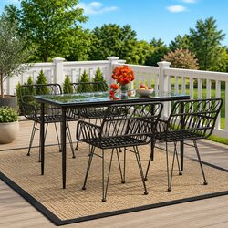 Enhance Your Outdoors with 5 Piece Dining Set in Black Rattan