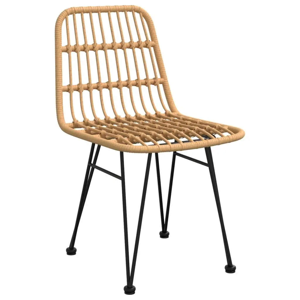7 Piece Garden Dining Set Brown Poly Rattan Weather Resistant with Steel Frame and Tempered Glass Tabletop
