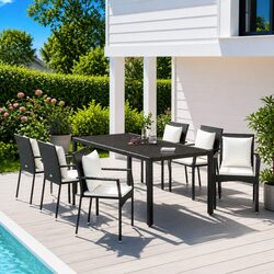 Outdoor 7 Piece Dining Set with Cushions in Black