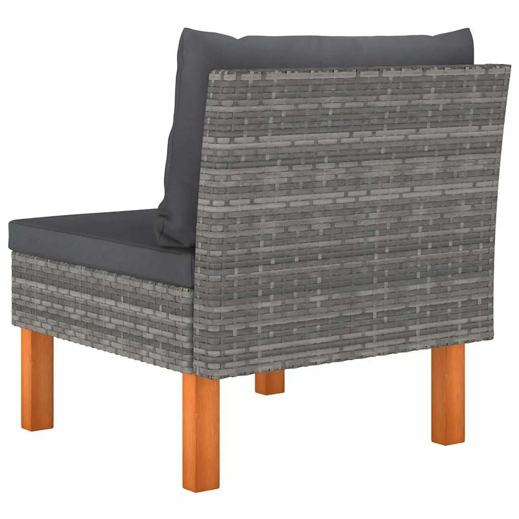 Outdoor Middle Sectional Sofa 2 Pcs Grey Rattan Garden Lounge Seating Set