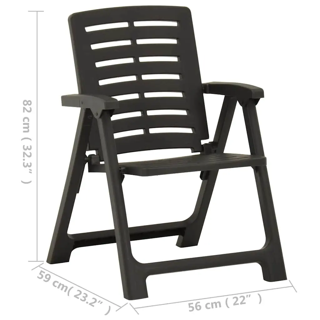 Outdoor Chairs 2 Pieces Plastic Garden Seating Lightweight Anthracite Patio Furniture