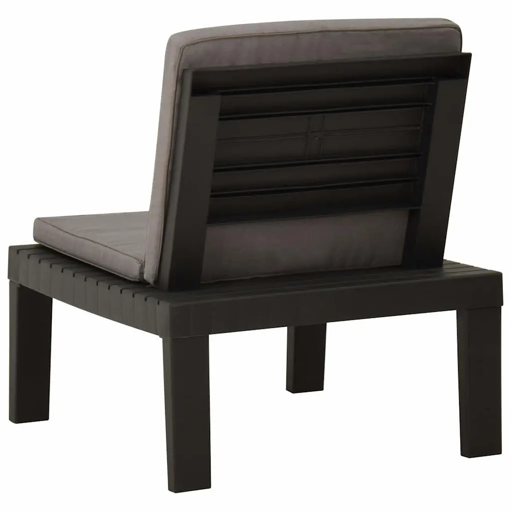 Garden Lounge Chair Grey Lightweight Plastic Frame with Removable Washable Cushion