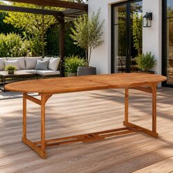 Rustic Acacia Wood Dining Table for Outdoor Spaces 220x90x75 cm