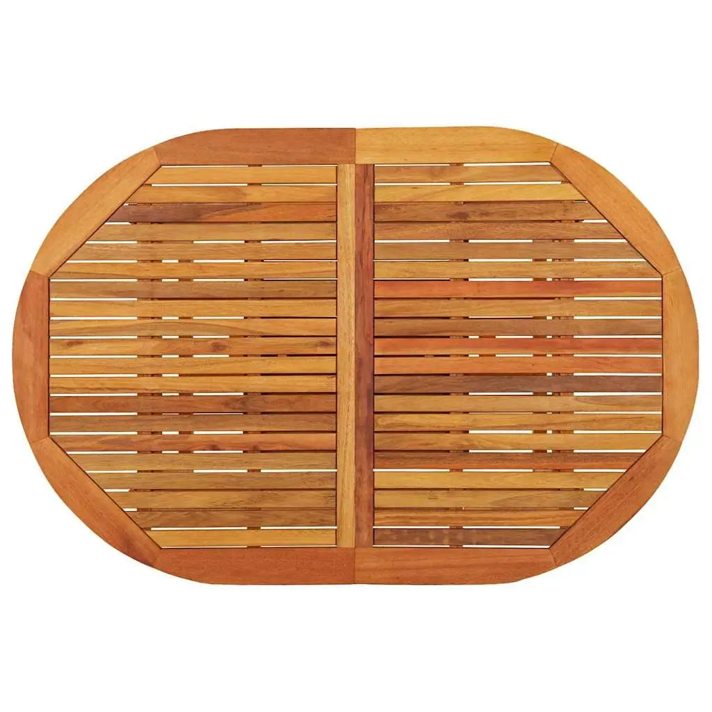 Extendable Garden Table Solid Eucalyptus Wood Outdoor Dining with Umbrella Hole Brown