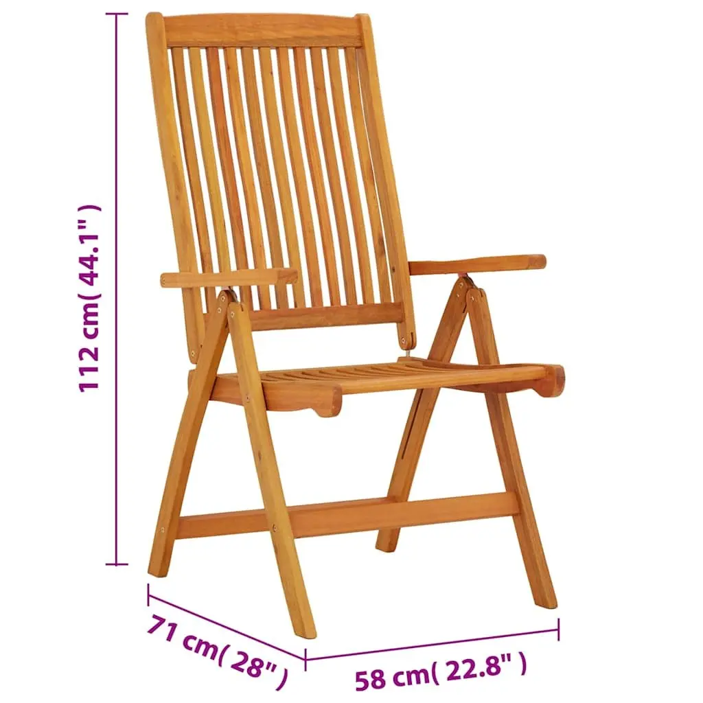 Folding Garden Chairs 2 pcs Solid Wood Eucalyptus Adjustable Backrest Outdoor Seating Brown