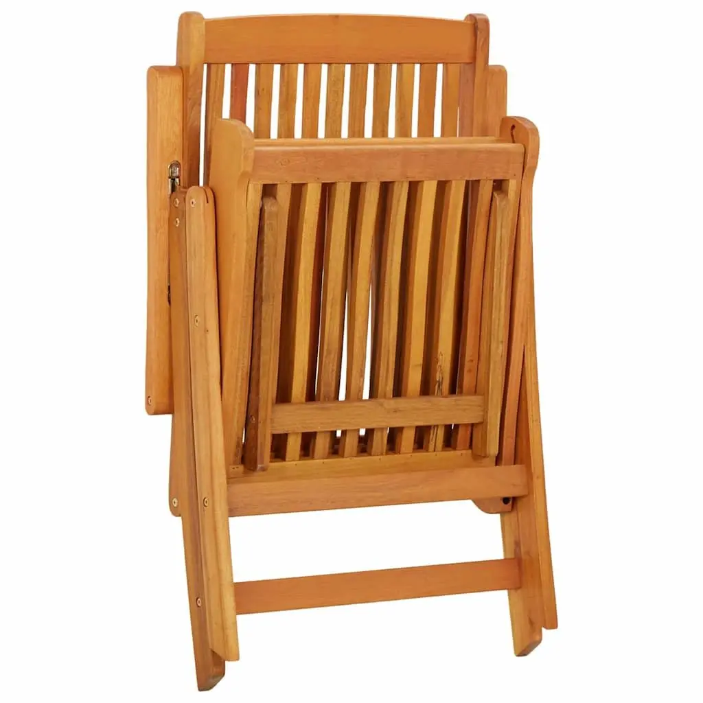 Folding Garden Chairs 2 Pcs Solid Eucalyptus Wood Adjustable Backrest Extendable Footrests Brown