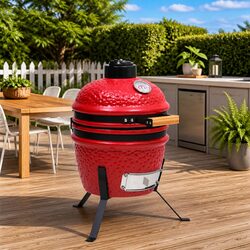 Stylish Red Kamado Barbecue Grill Smoker 56cm