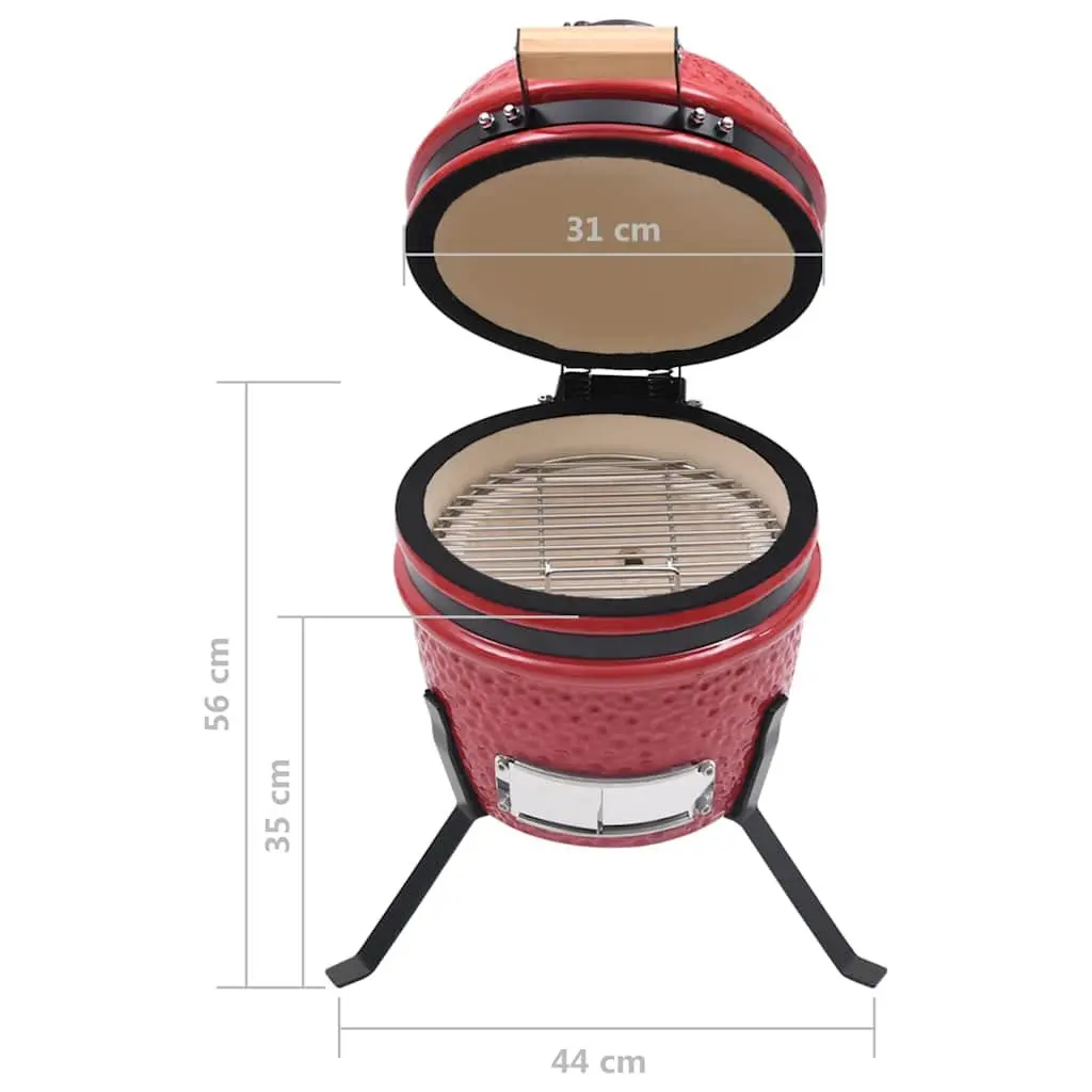 Ceramic Kamado Barbecue Grill Smoker 56cm Red Coal Wood Outdoor Cooking