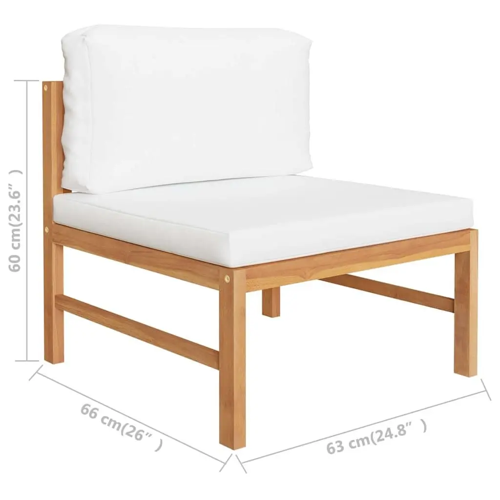 Outdoor Sectional Sofa Lounge Set 3 Piece Hardwood Construction with Cream Cushions