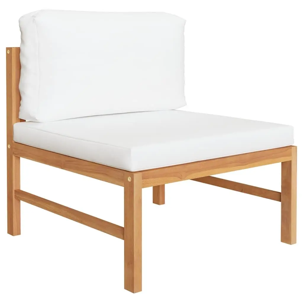 Outdoor Lounge Set 2 Piece Teak Hardwood Frame Cream Cushions