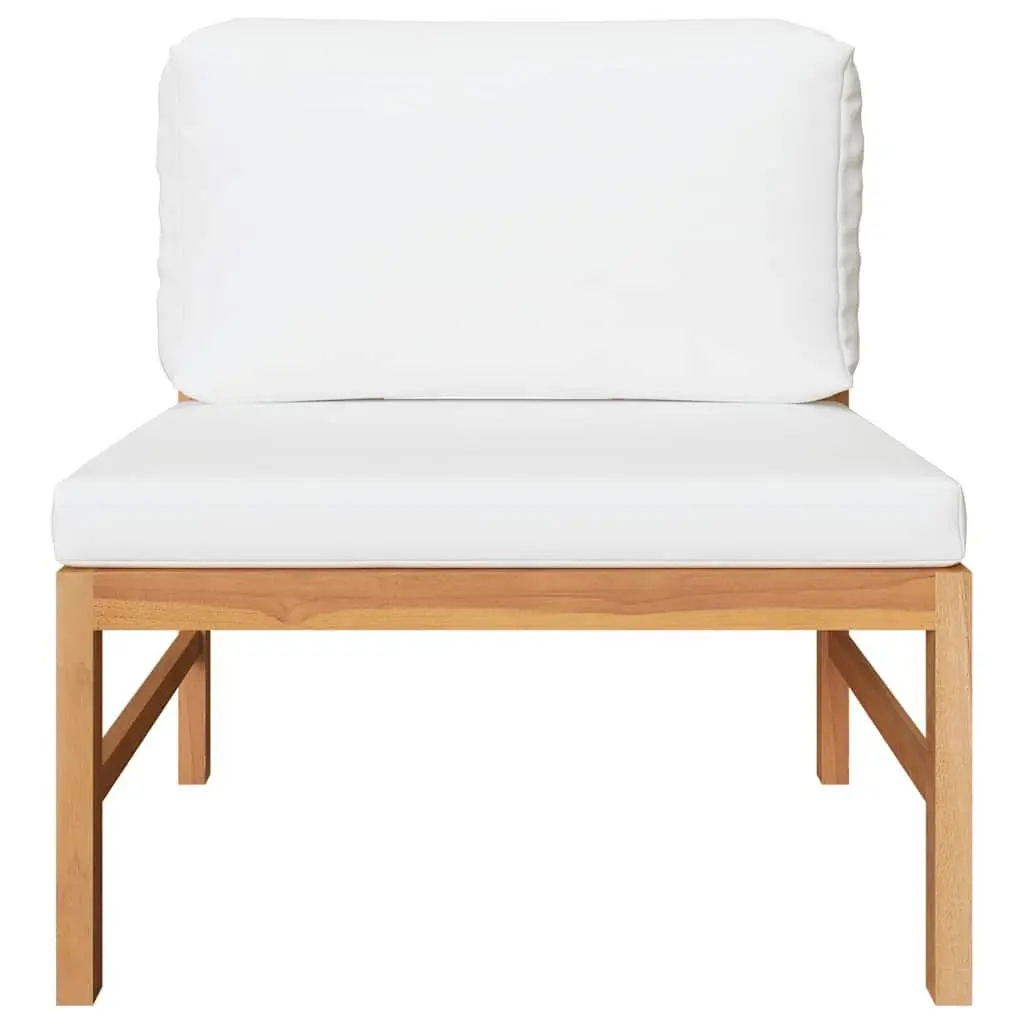 Outdoor Lounge Set 2 Piece Teak Hardwood Frame Cream Cushions