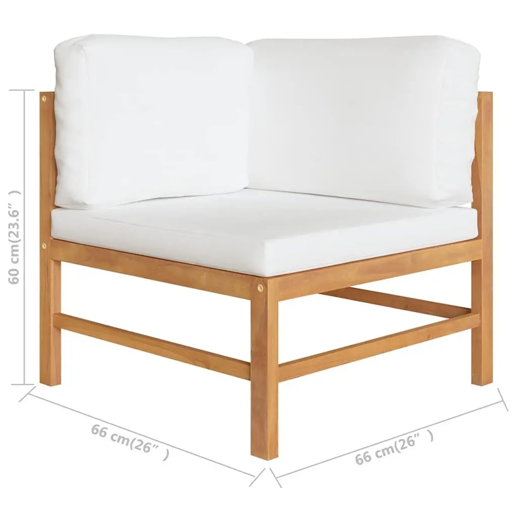 Outdoor Lounge Set 2 Piece Teak Hardwood Frame Cream Cushions