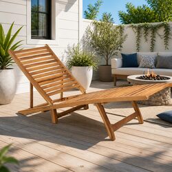 Enhance Your Outdoor Space with This Teak Sun Lounger