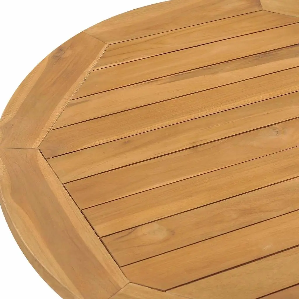 Garden Dining Table Round 90cm Solid Teak Wood Water-Resistant Outdoor Furniture Brown