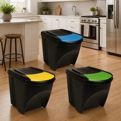 Stackable Rubbish Bin Boxes 3 pcs Anthracite 75 L Waste Containment Storage