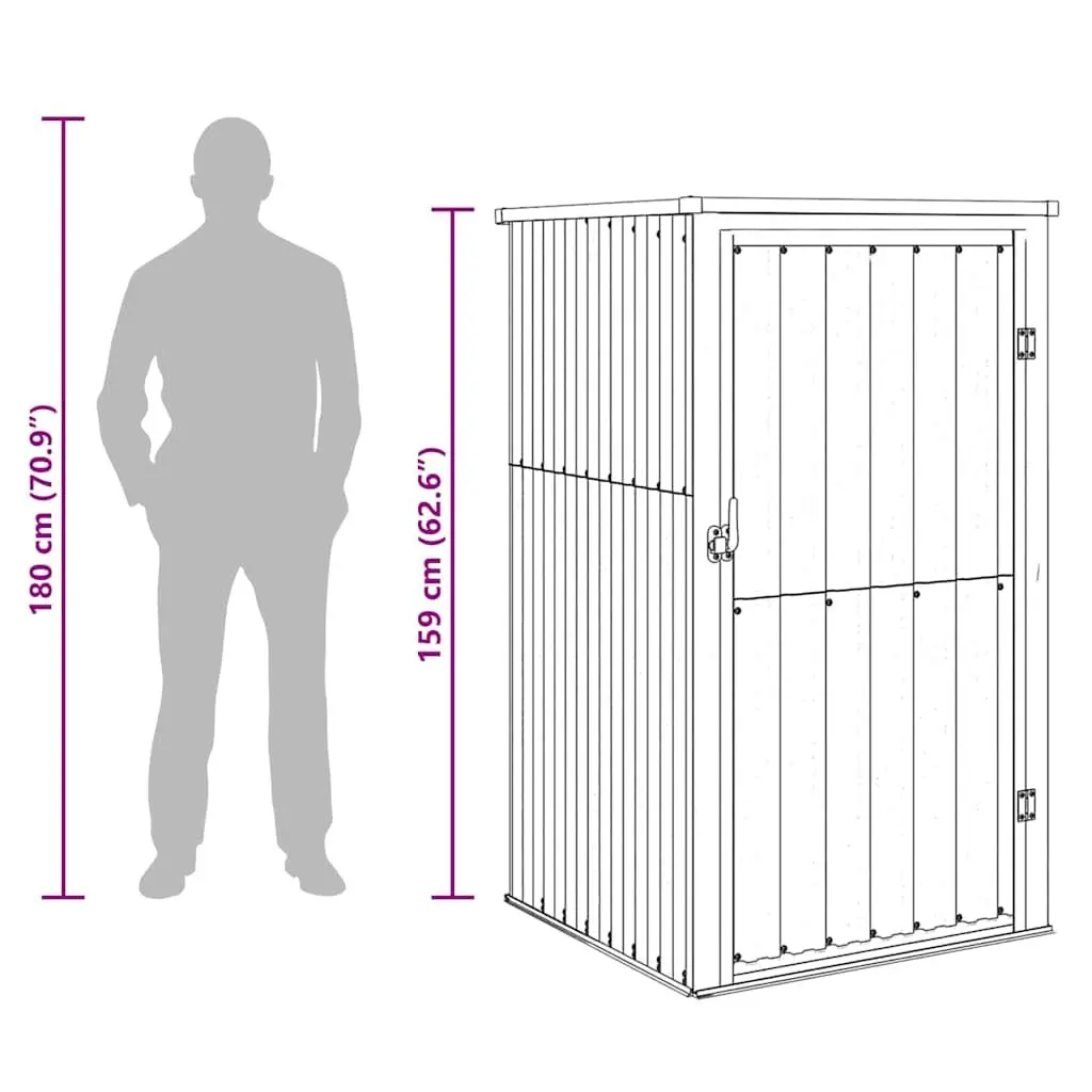 Grey Garden Tool Shed Outdoor Storage Galvanised Steel Frame 88x89x161cm