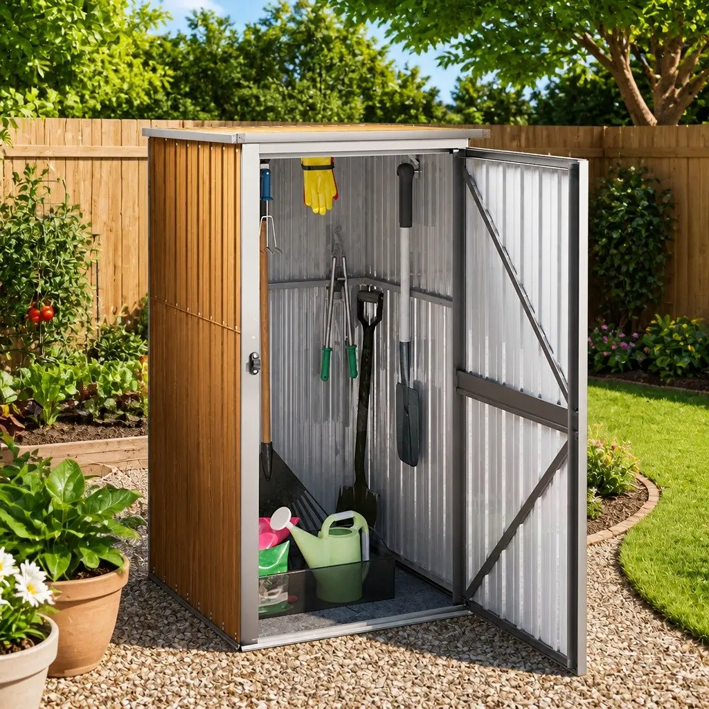 Garden Tool Shed 88x89x161cm Galvanised Steel Frame Outdoor Storage Box