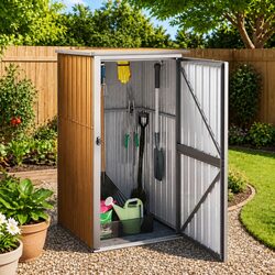 Outdoor Brown Storage Box for Garden Tools 88x89x161cm