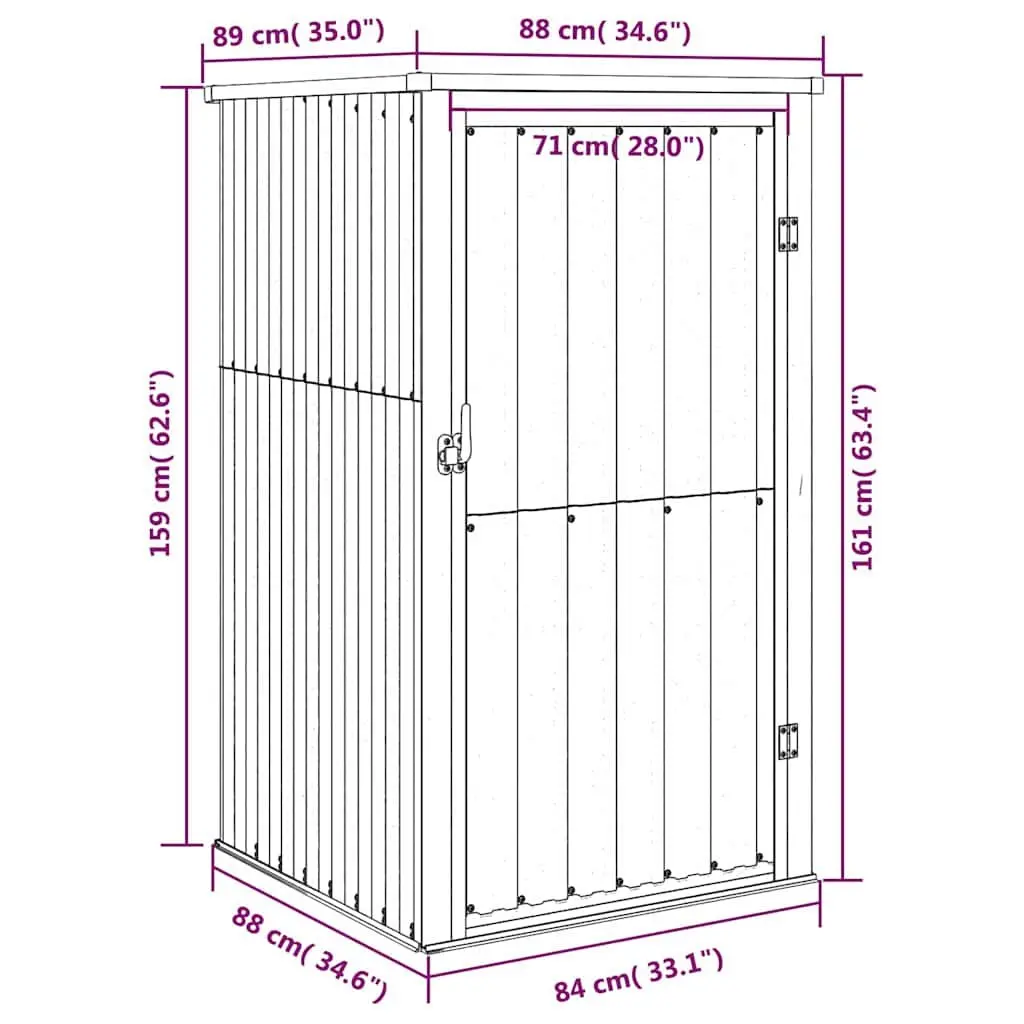 Garden Tool Shed 88x89x161cm Galvanised Steel Frame Outdoor Storage Box