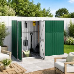 Space-Saving Green Garden Tool Shed 225x89x161cm