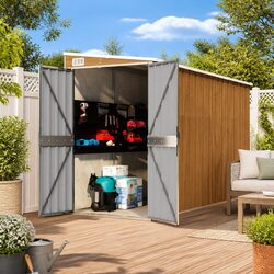 Brown Garden Shed for Outdoor Storage 118x288x178cm