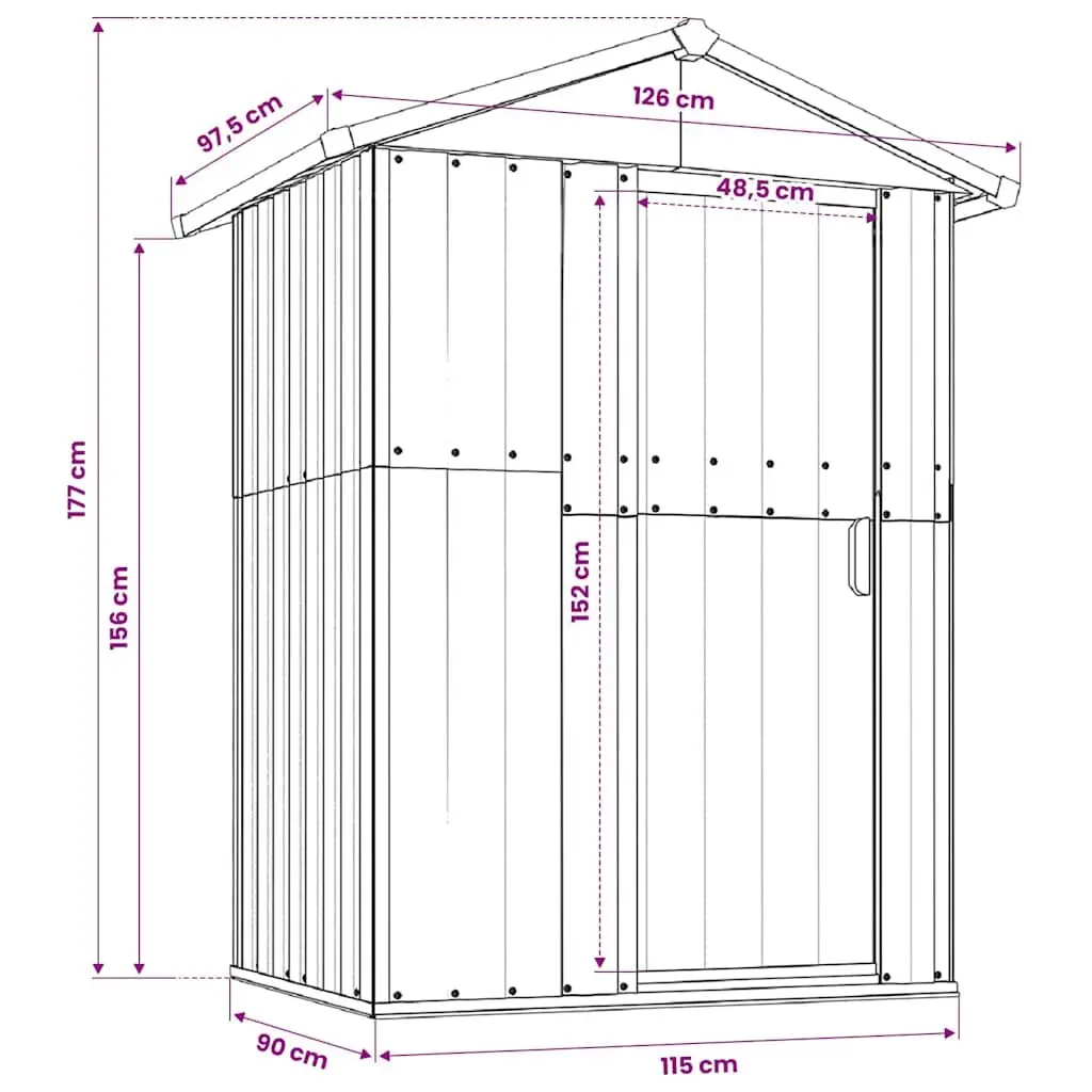 Garden Shed Anthracite Galvanised Steel Durable Outdoor Storage Tool House