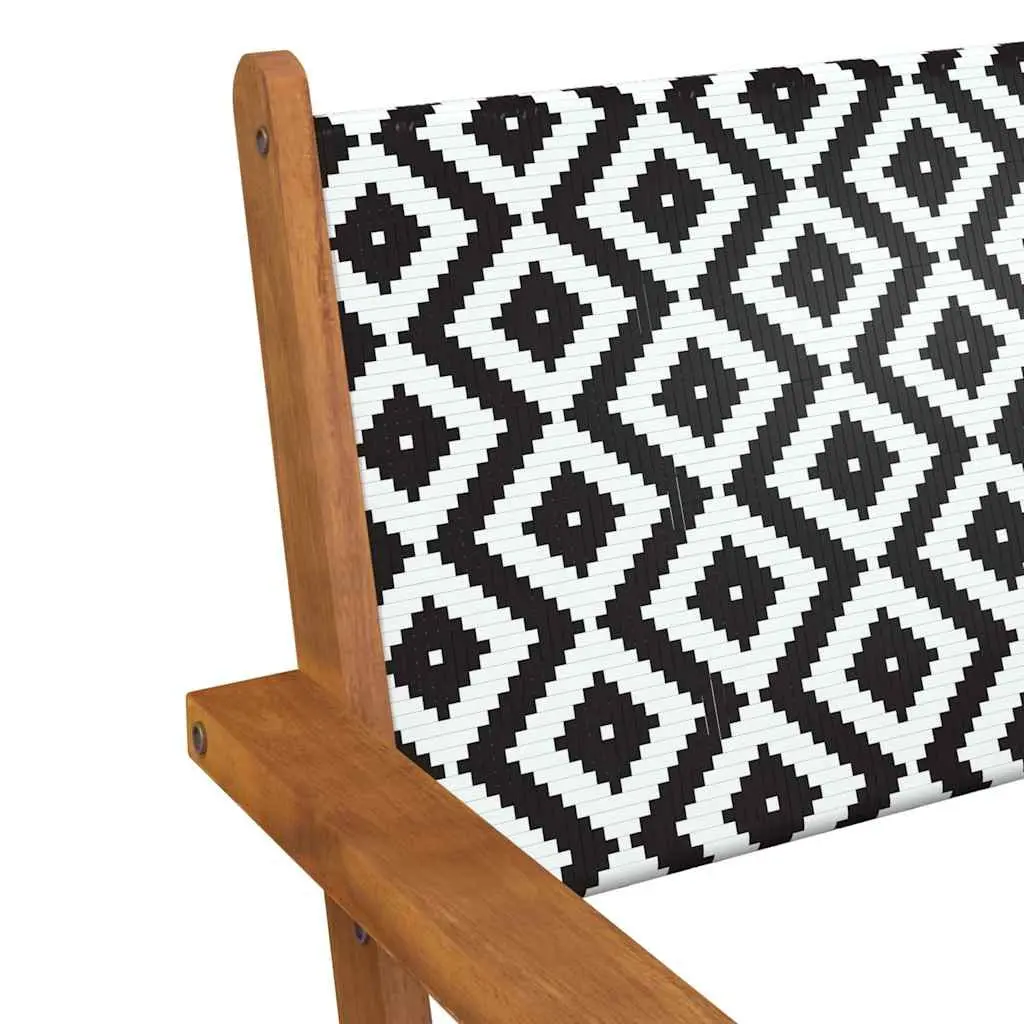 Garden Chairs Outdoor Patio Set 2 Pieces Acacia Wood Rattan Backrest Brown