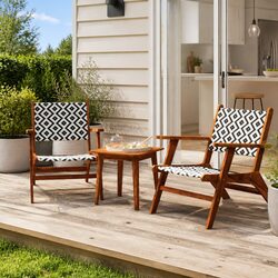 3 Piece Bistro Set Solid Acacia Wood Outdoor Garden Patio Furniture Brown