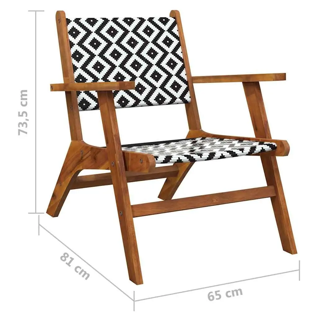 3 Piece Bistro Set Solid Acacia Wood Weather Resistant Poly Rattan Outdoor Garden Patio Furniture Brown