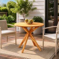 Solid Wood Acacia Garden Table 85x85x75 cm Outdoor Patio Dining Brown Square