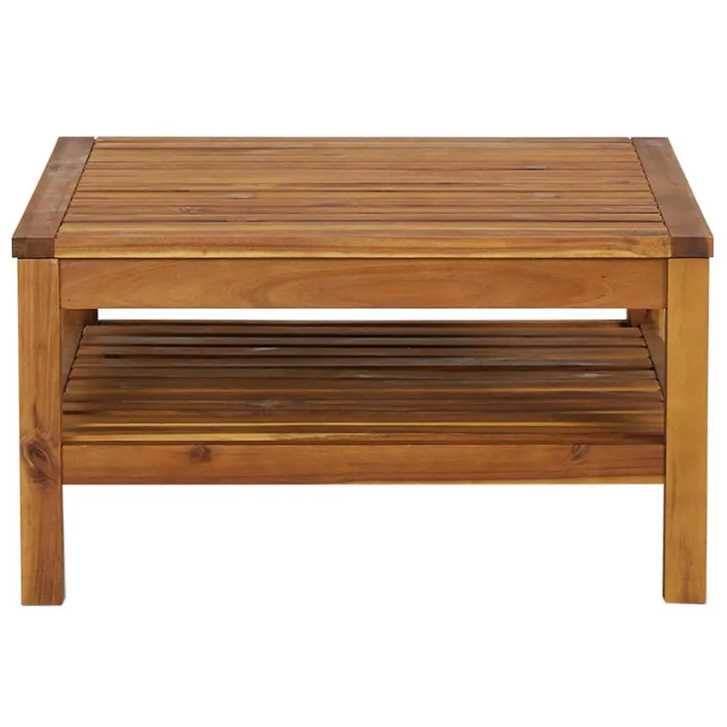 Acacia Wood Lounge Set for Outdoor Use 3 Piece with Grey Cushions and Coffee Table