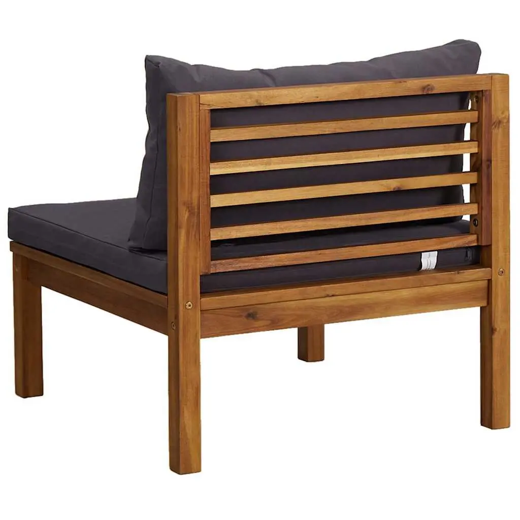 Outdoor Sectional Sofa Set 2 Piece Grey Cushions Acacia Wood Garden Lounge
