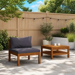 Outdoor Garden Sofa Set 2 Piece Sectional Seating with Padded Cushions and Table